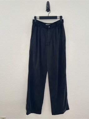 Reformation Black Tencel Mason High Waist Pleated Wide Leg Trousers Pant 4